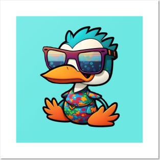 Retro Ruddy Duck Cartoon with Oversized Sunglasses Posters and Art